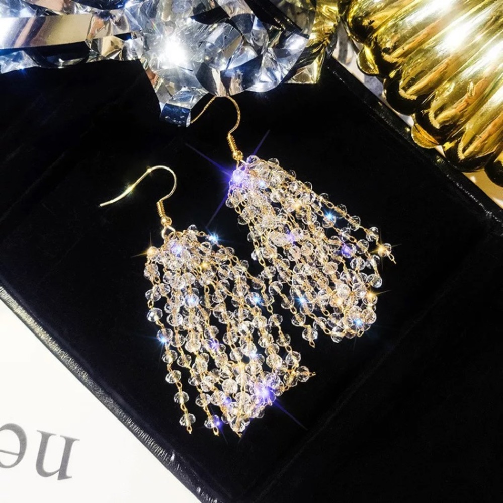 🌟Long Tassel Drop Crystals Earrings